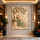 Olive Reverie artwork displayed on a softly lit foyer wall.