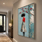 Scarlet Perch artwork displayed on a bright hallway wall.