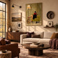 Chapter Hour artwork displayed above pale seating near a gallery wall.