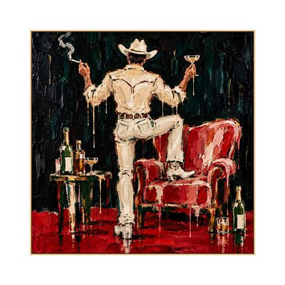 Saloon Flourish artwork in a gold frame on a transparent background.