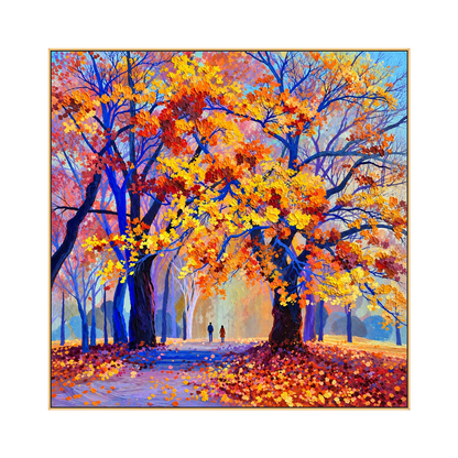 Cobalt Autumn artwork in a gold frame on a transparent background.