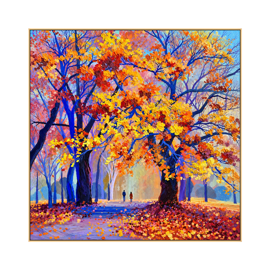 Cobalt Autumn artwork in a gold frame on a transparent background.