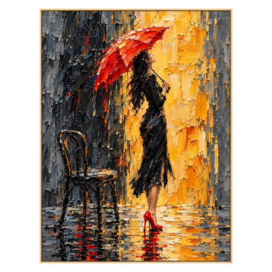 Crimson Rainwalk artwork in a gold frame on a transparent background.