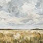 Cloudfield Stillness full artwork. Broad clouds gather over a pale golden field beneath an expansive blue-gray sky.