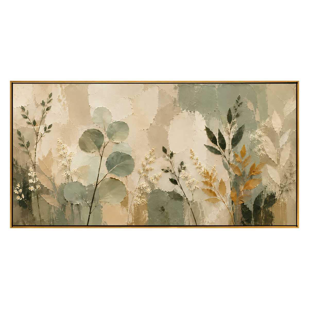 Sage Herbarium artwork in a natural wood frame on a transparent background.