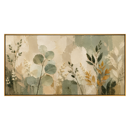 Sage Herbarium artwork in a natural wood frame on a transparent background.