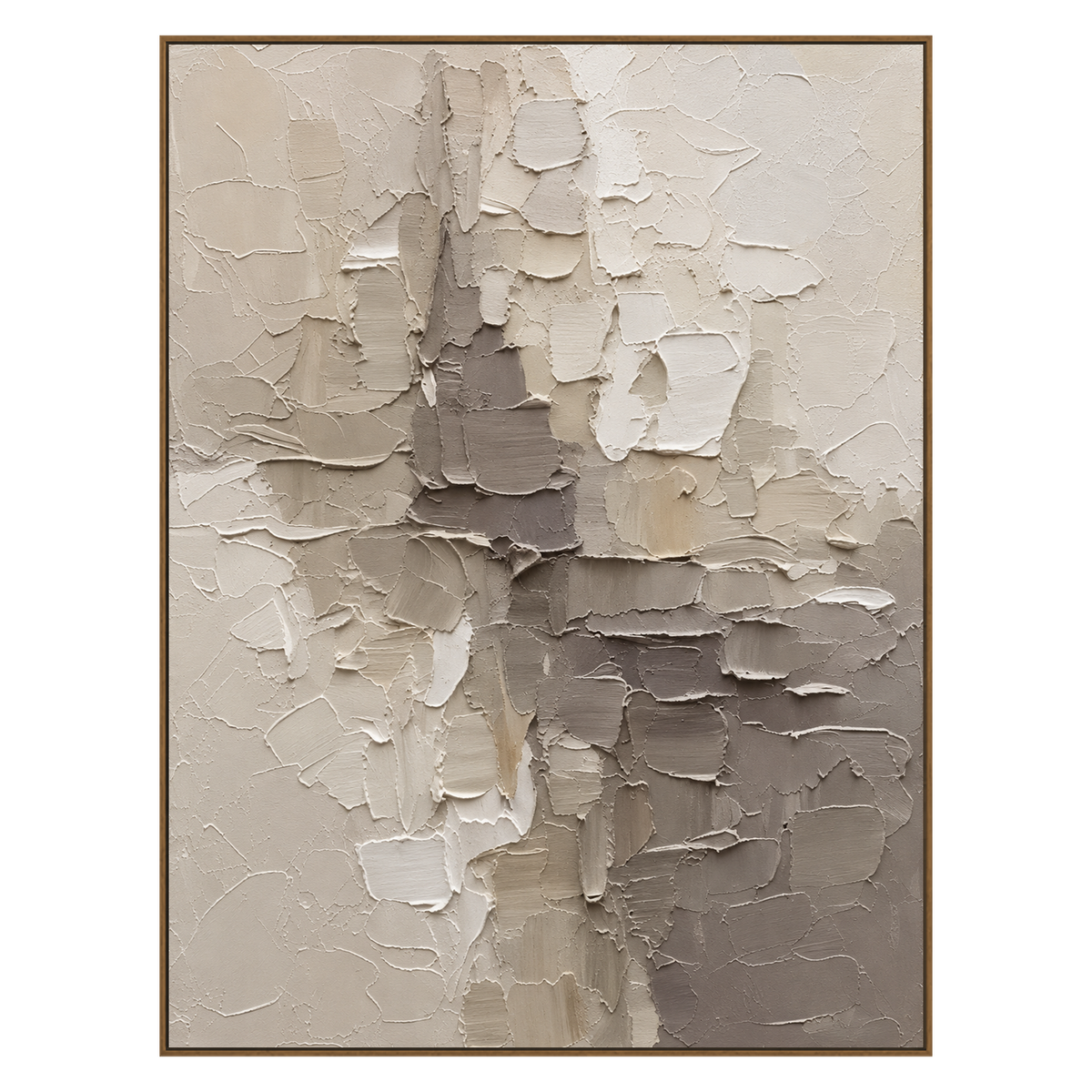 Ivory Fragments artwork in a natural wood frame on a transparent background.
