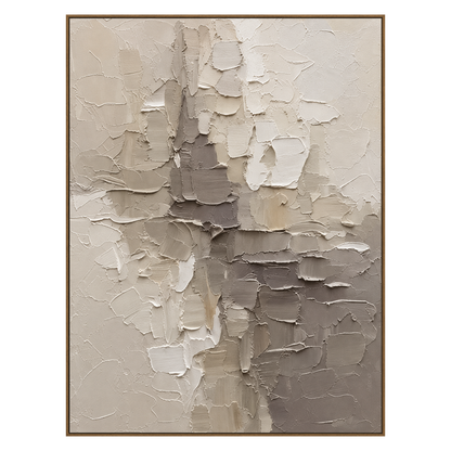 Ivory Fragments artwork in a natural wood frame on a transparent background.