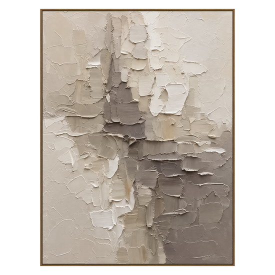 Ivory Fragments artwork in a natural wood frame on a transparent background.