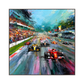 Grand Prix Rush artwork in a dark wood frame on a transparent background.