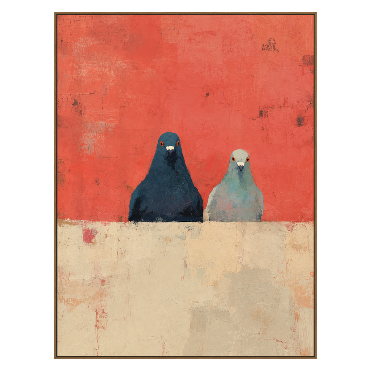 Coral Companions artwork in a natural wood frame on a transparent background.