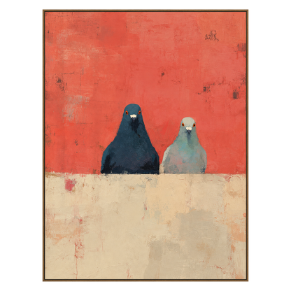 Coral Companions artwork in a natural wood frame on a transparent background.