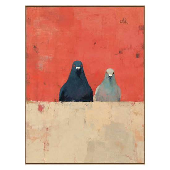 Coral Companions artwork in a natural wood frame on a transparent background.