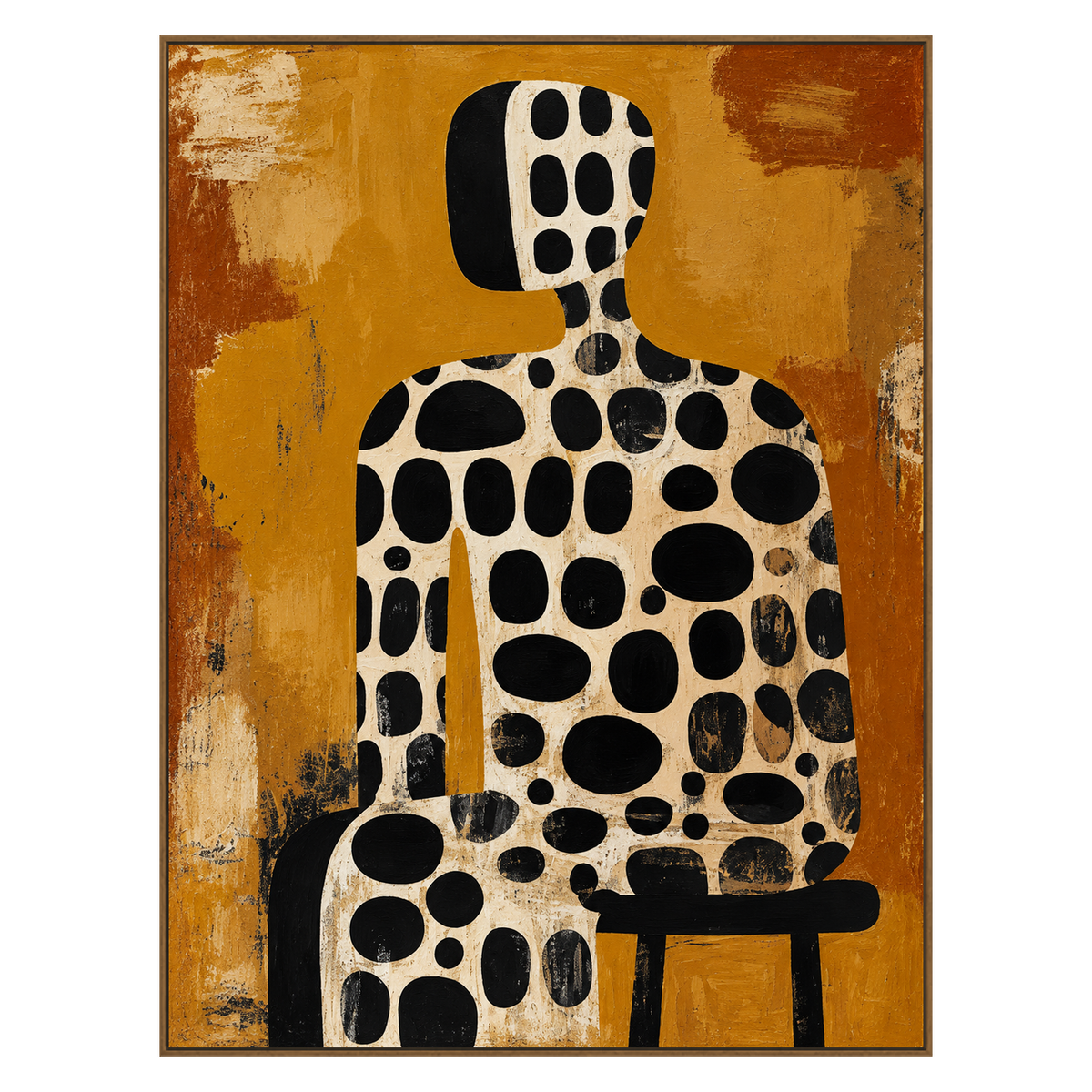 Spotted Silhouette artwork in a natural wood frame on a transparent background.