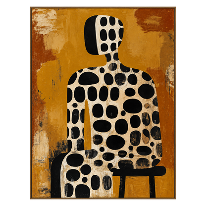 Spotted Silhouette artwork in a natural wood frame on a transparent background.