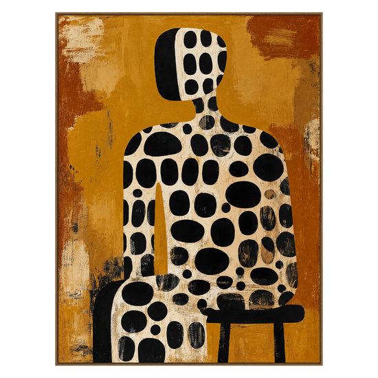 Spotted Silhouette artwork in a natural wood frame on a transparent background.