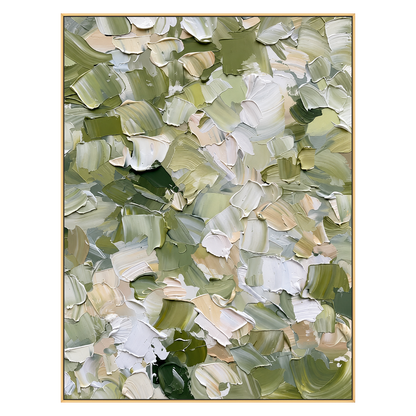 Sage Confetti artwork in a gold frame on a transparent background.