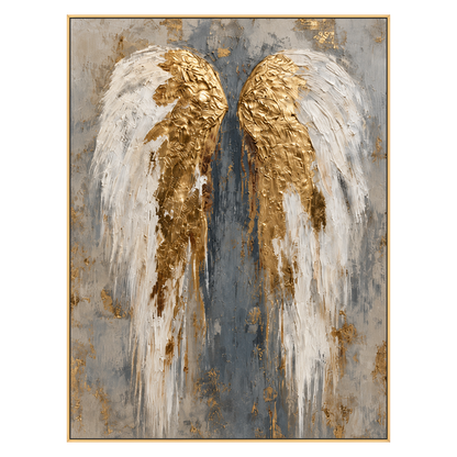 Gilded Wings artwork in a gold frame on a transparent background.