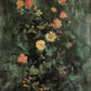 Twilight Blossoms full artwork. Small coral and cream blossoms rise through dark green foliage on a deep, mottled ground.