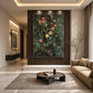 Twilight Blossoms artwork displayed beside neutral lounge seating.