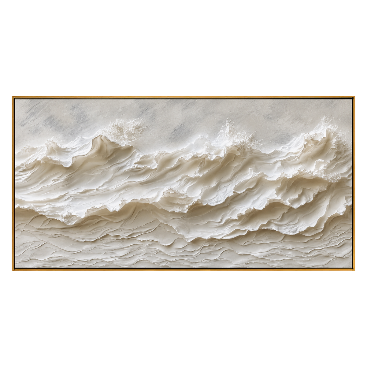 Ivory Tidemarks artwork in a natural wood frame on a transparent background.