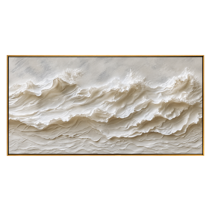 Ivory Tidemarks artwork in a natural wood frame on a transparent background.