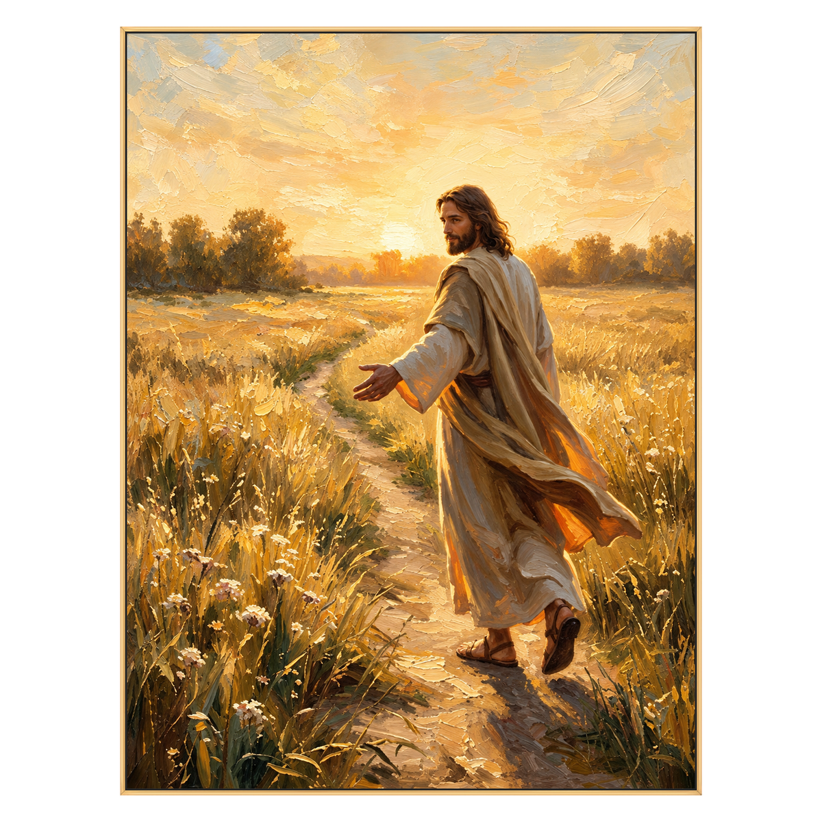 Golden Invitation artwork in a gold frame on a transparent background.