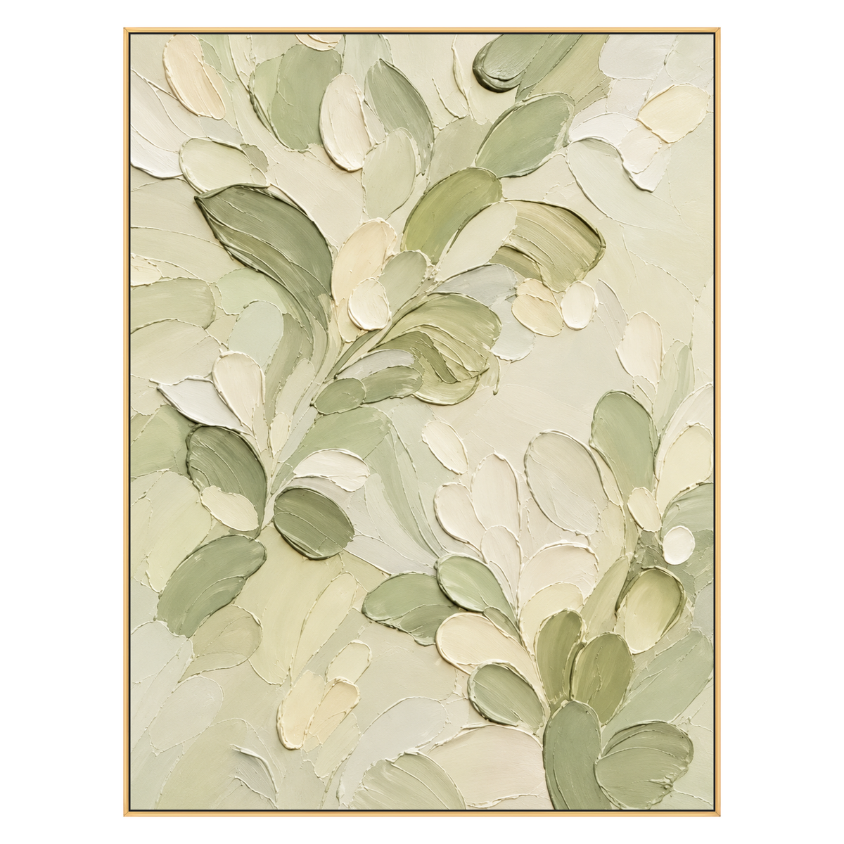 Tender Foliage artwork in a gold frame on a transparent background.