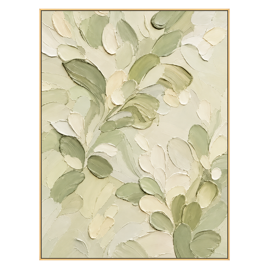 Tender Foliage artwork in a gold frame on a transparent background.
