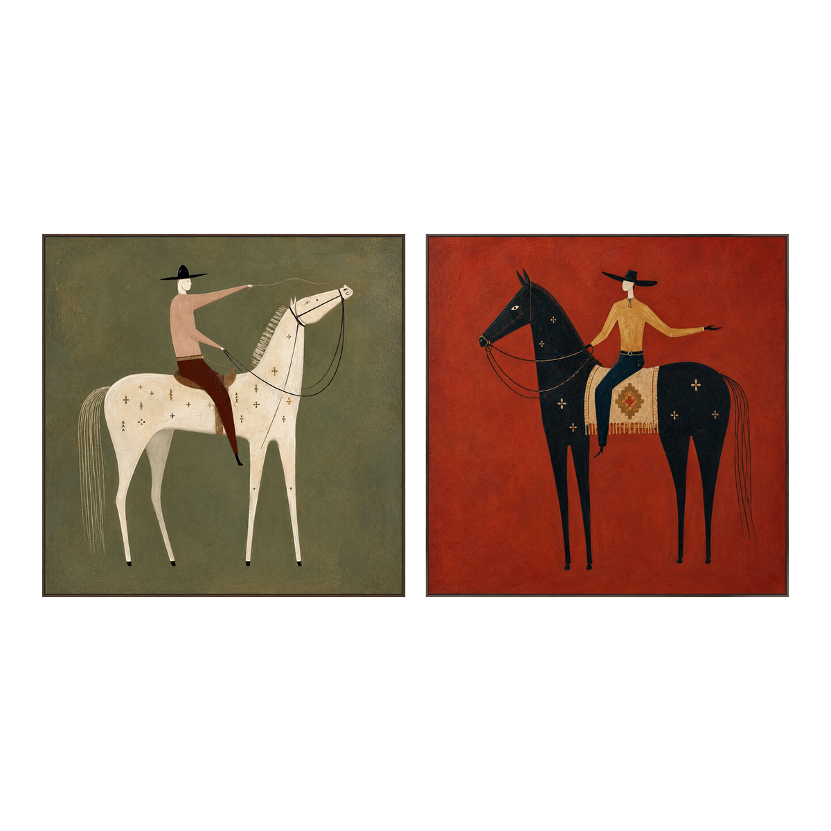 Western Counterpart two-panel artwork set in matching slim wood frames on a transparent background.