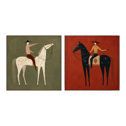 Western Counterpart two-panel artwork set in matching slim wood frames on a transparent background.