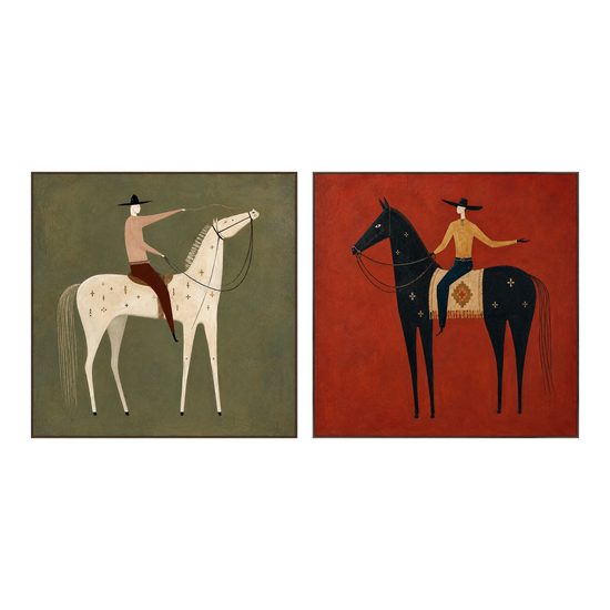 Western Counterpart two-panel artwork set in matching slim wood frames on a transparent background.