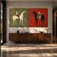 Western Counterpart two-panel artwork set displayed above a long wooden sideboard.