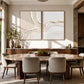 Ivory Confluence two-panel artwork set displayed above a wooden dining table.