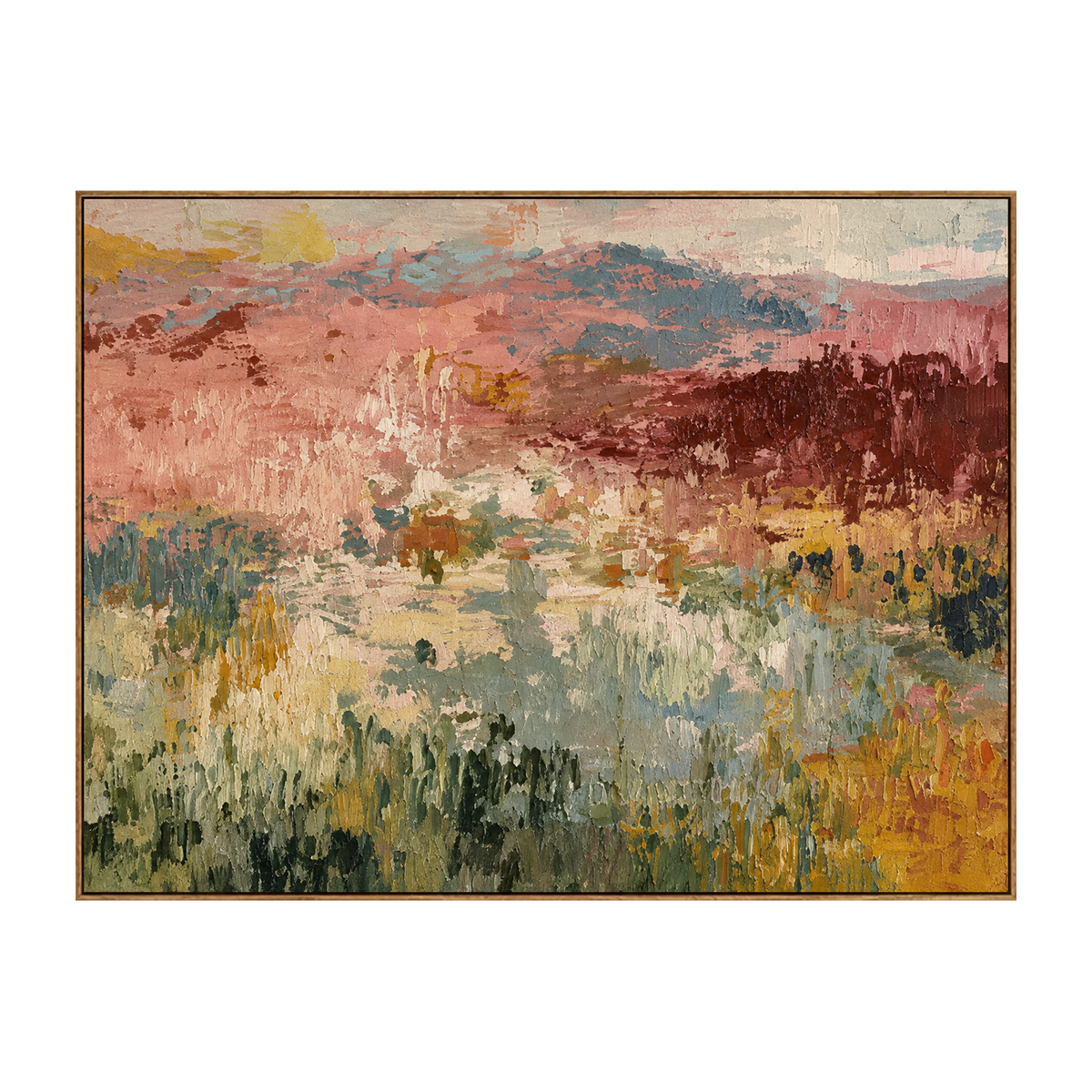 Rosefield Layers artwork in a natural wood frame on a transparent background.