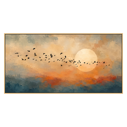 Amber Migration artwork in a gold frame on a transparent background.