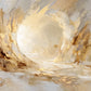 Luminous Hollow full artwork. Sweeping ivory and ochre strokes open around a luminous circular space, suggesting a path through a softly glowing landscape.