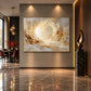 Luminous Hollow artwork displayed on a polished foyer wall.