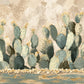 Sage Cactus Row full artwork. Rounded cactus pads gather in a long row beneath a mottled cream and beige sky.