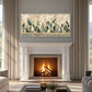 Sage Cactus Row artwork displayed above a white fireplace.