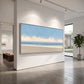 Open Shoreline artwork displayed on a bright office partition wall.