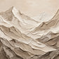 Alpine Relief full artwork. Layered mountain ridges rise in ivory, taupe, and warm gray beneath a pale open sky.