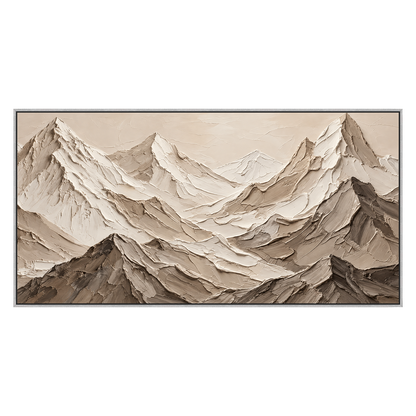 Alpine Relief artwork in a silver frame on a transparent background.