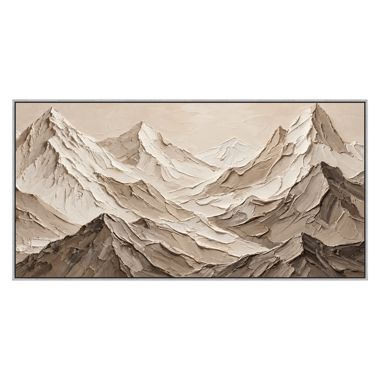 Alpine Relief artwork in a silver frame on a transparent background.