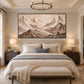Alpine Relief artwork displayed above a neutral bed.