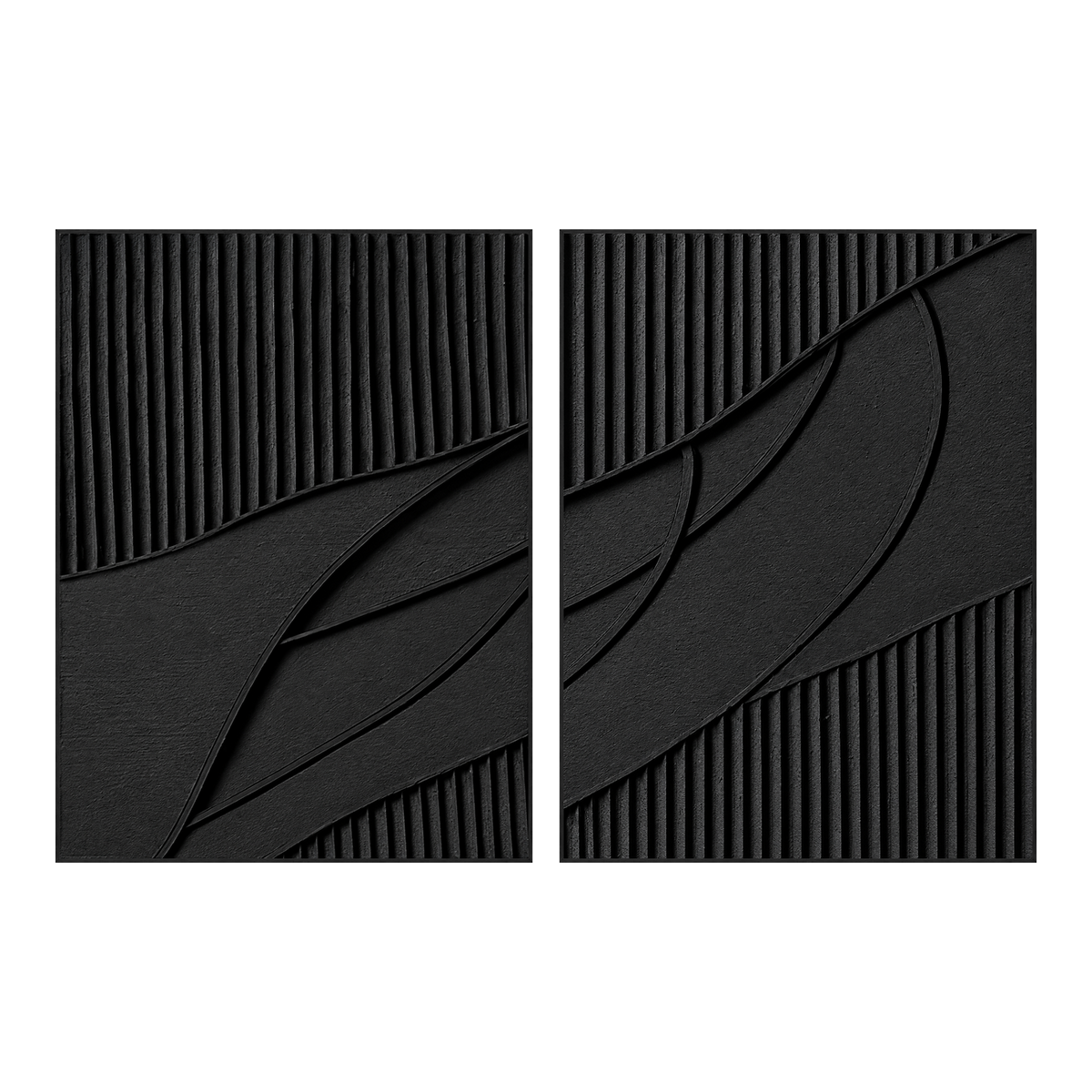 Noir Continuum two-panel artwork set in matching slim frames on a transparent background.