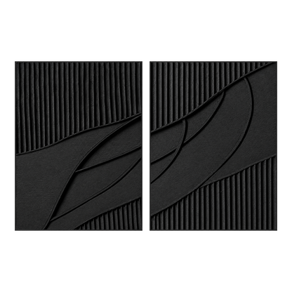 Noir Continuum two-panel artwork set in matching slim frames on a transparent background.