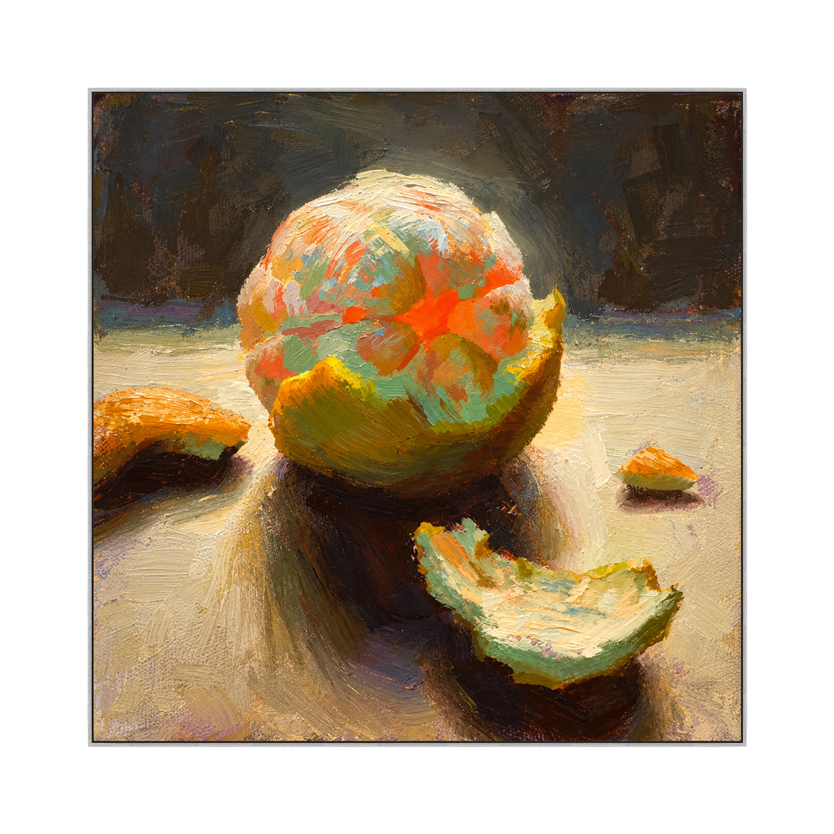 Citrus Peel artwork in a silver frame on a transparent background.