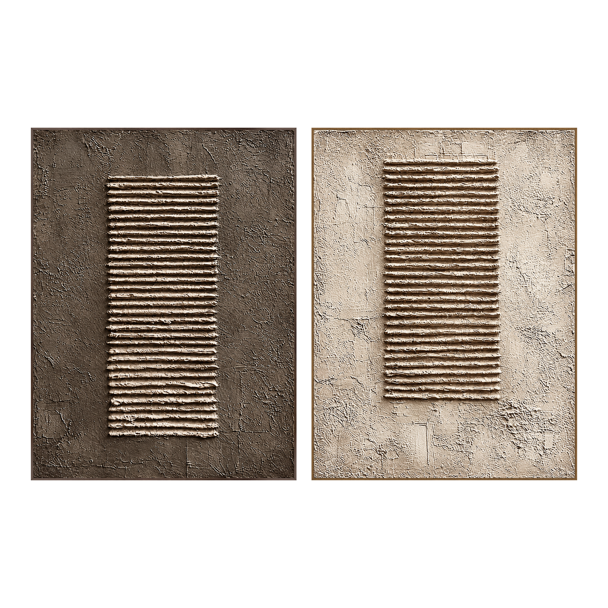 Earthen Cadence two-panel artwork set in matching slim frames on a transparent background.