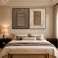 Earthen Cadence two-panel artwork set displayed above a bed with cream linen.